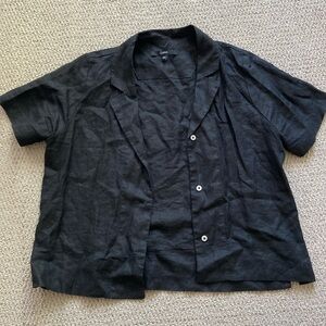 Quince Linen Black Short Sleeve Button Down